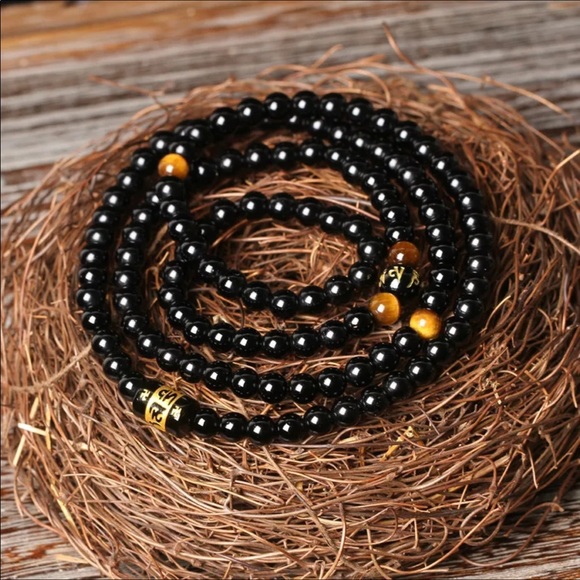 Natural Brazilian onyx and tigers eye Meditation Mala necklace/bracelet - Picture 3 of 4
